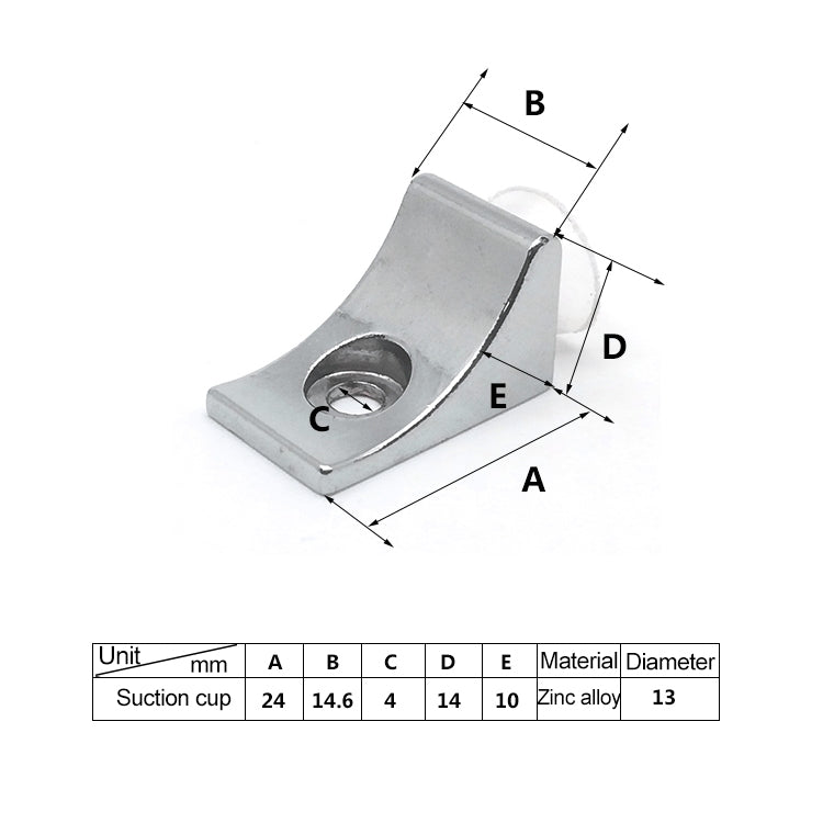 30 PCS Large Right Angle Thickened Zinc Alloy Bright Layer Sucker Plate Bracket, Weight: 12.2g