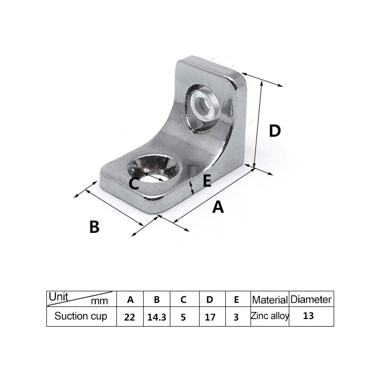 30 PCS Square Thickened Zinc Alloy Bright Layer Sucker Plate Bracket, Weight: 10g