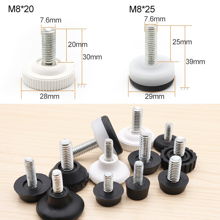 40 PCS Adjustable Foot Pad Furniture Screw Support Stub, M8x25