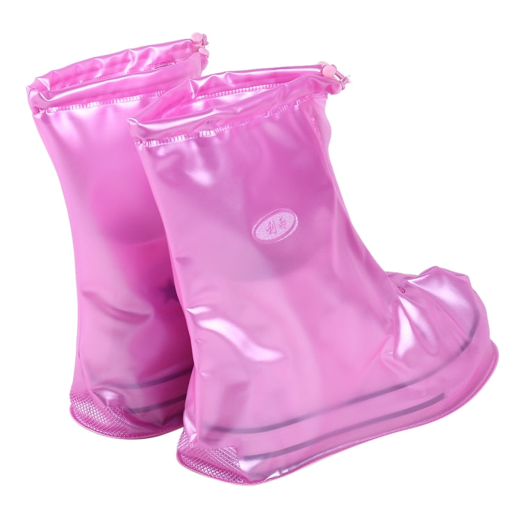 Fashion PVC Non-slip Waterproof Thick-soled Shoe Cover Size: M(Pink)