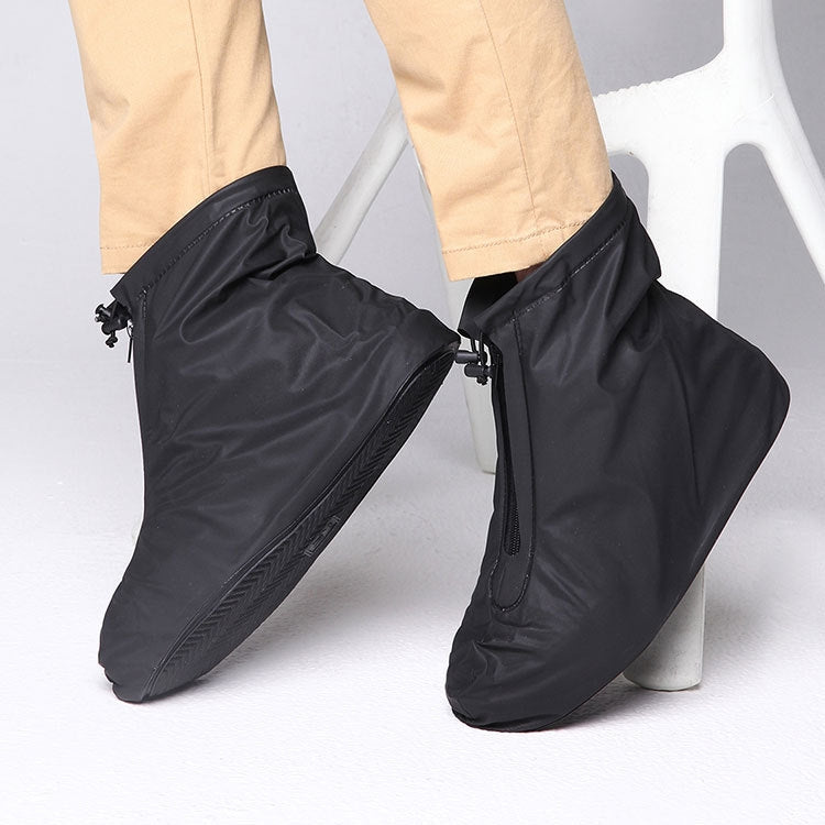 Fashion PVC Non-slip Waterproof Thick-soled Shoe Cover Size: XL(Black)