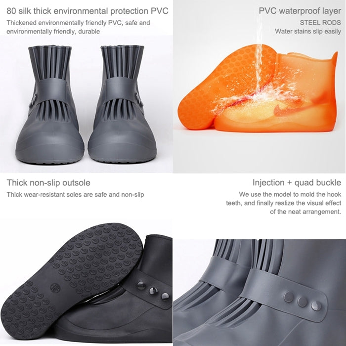 Fashion Integrated PVC Waterproof Non-slip Shoe Cover with Thickened Soles Size: 36-37