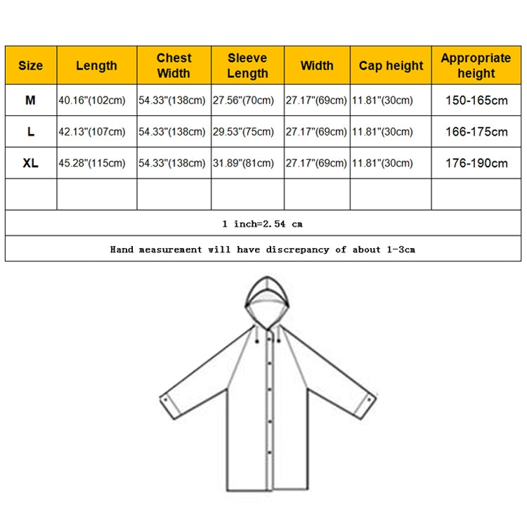 Fashion Adult Lightweight EVA Transparent Frosted Raincoat Big Hat With Pocket Size: L