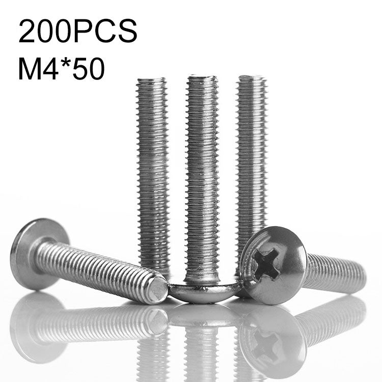 200 PCS 201 Stainless Steel Cross Large Flat Head Screw, M4x50