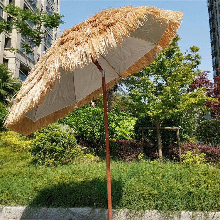 Beach Holiday Shade Imitation Straw Umbrella, Specification: 2m(Coffee)