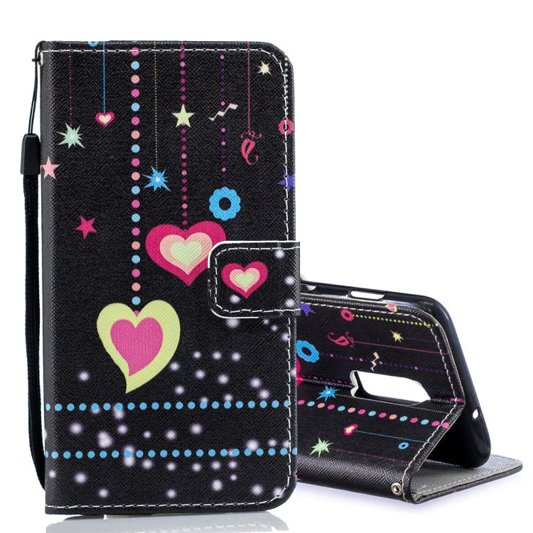 Colored Heart Pattern Horizontal Flip Leather Case for OnePlus 6T, with Holder & Card Slots & Wallet