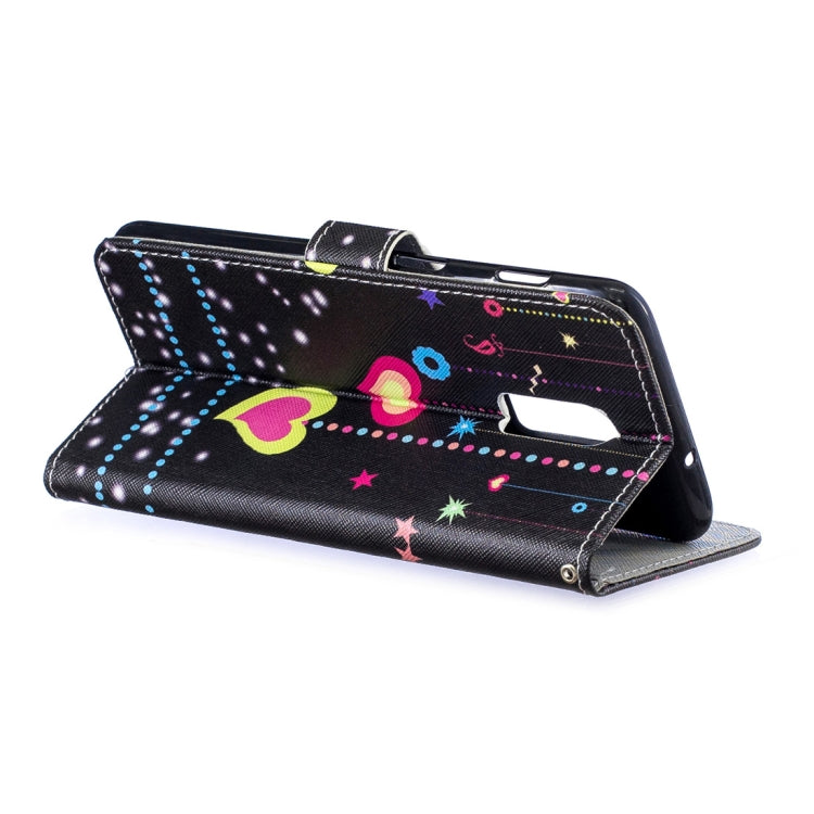 Colored Heart Pattern Horizontal Flip Leather Case for OnePlus 6T, with Holder & Card Slots & Wallet