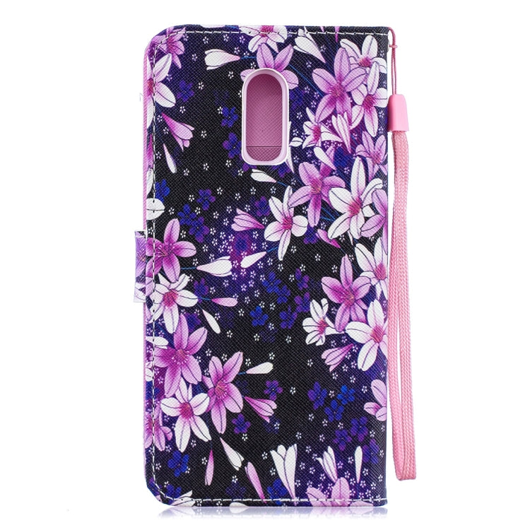 Lily Pattern Horizontal Flip Leather Case for OnePlus 6T, with Holder & Card Slots & Wallet