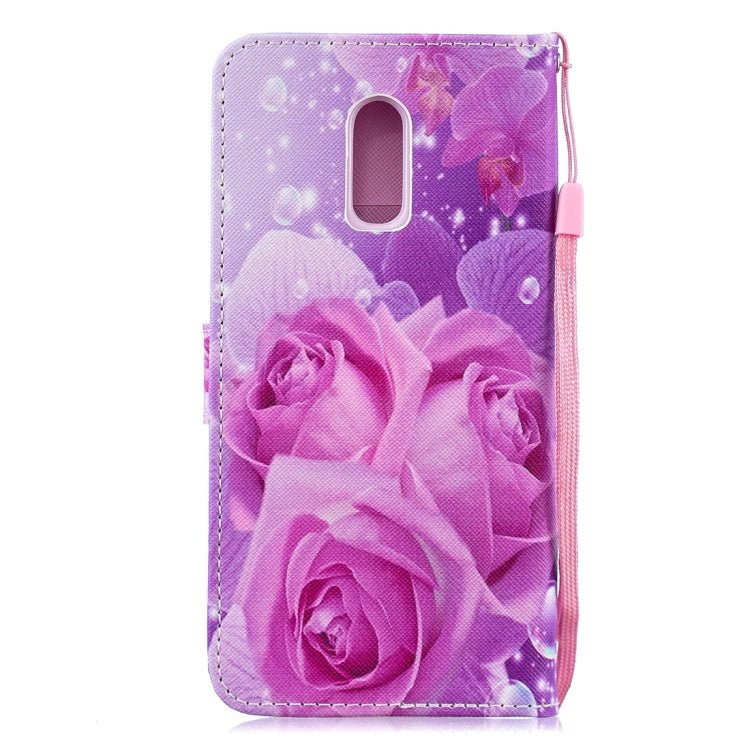 Rose Pattern Horizontal Flip Leather Case for OnePlus 6T, with Holder & Card Slots & Wallet