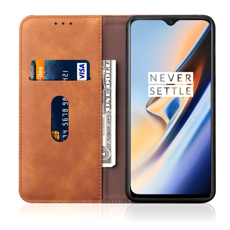 Casual Style Retro Crazy Horse Texture Horizontal Flip Leather Case for OnePlus 7, with Card Slots & Holder & Wallet