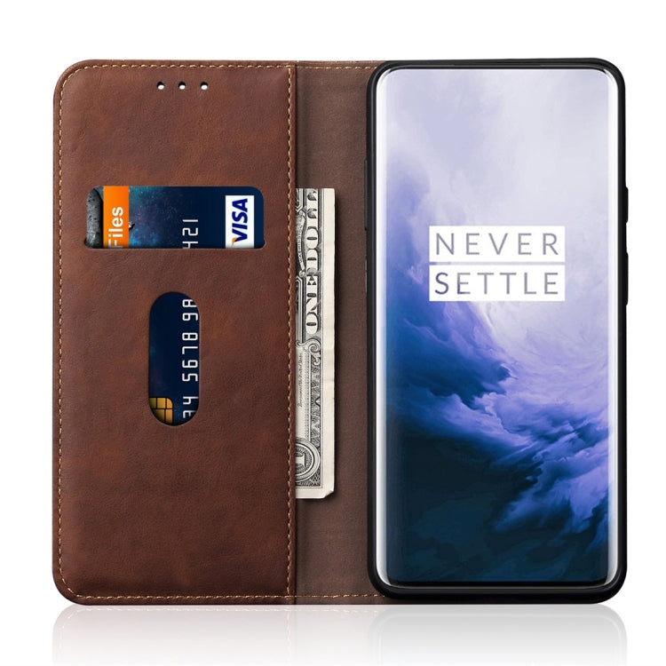 Casual Style Retro Crazy Horse Texture Horizontal Flip Leather Case for OnePlus 7 Pro, with Card Slots & Holder & Wallet
