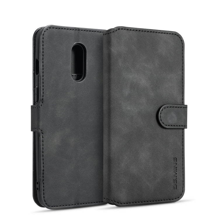 DG.MING Retro Oil Side Horizontal Flip Case for OnePlus 7, with Holder & Card Slots & Wallet