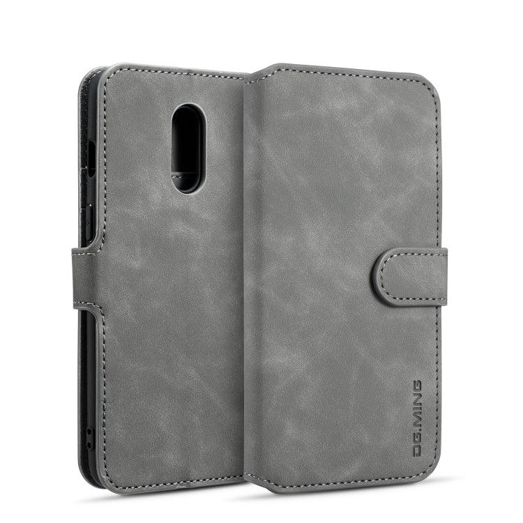 DG.MING Retro Oil Side Horizontal Flip Case for OnePlus 7, with Holder & Card Slots & Wallet