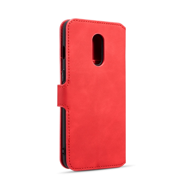 DG.MING Retro Oil Side Horizontal Flip Case for OnePlus 7, with Holder & Card Slots & Wallet