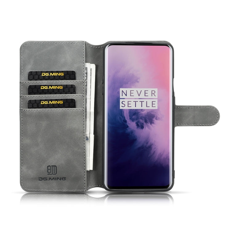 DG.MING Retro Oil Side Horizontal Flip Case for OnePlus 7 Pro, with Holder & Card Slots & Wallet