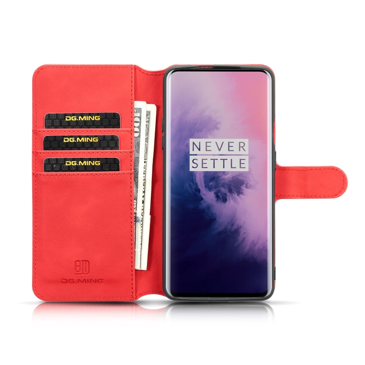 DG.MING Retro Oil Side Horizontal Flip Case for OnePlus 7 Pro, with Holder & Card Slots & Wallet