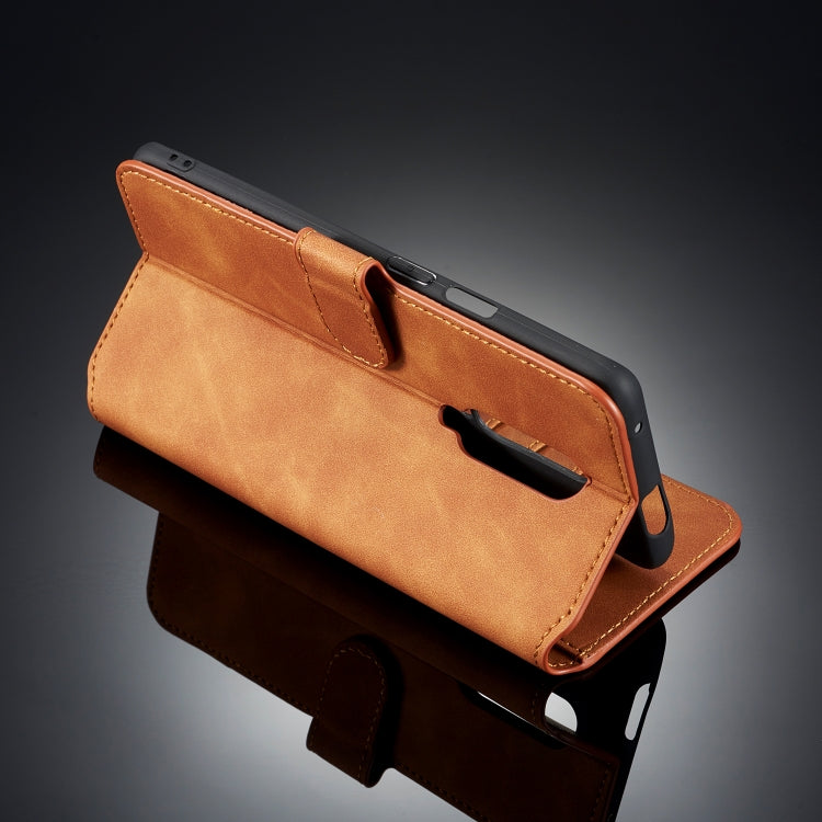 DG.MING Retro Oil Side Horizontal Flip Case for OnePlus 7 Pro, with Holder & Card Slots & Wallet
