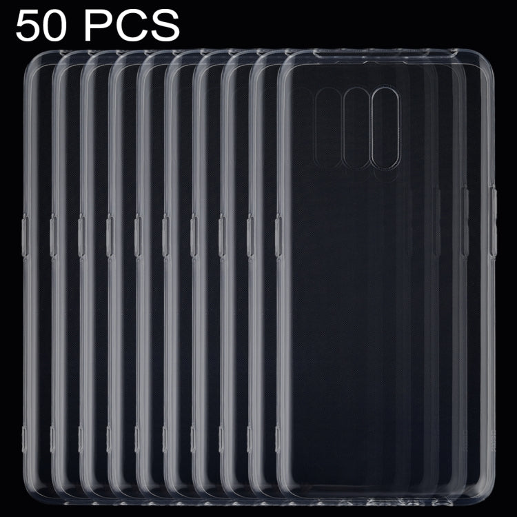 50 PCS 0.75mm Ultrathin Transparent TPU Soft Protective Case for OPPO Reno