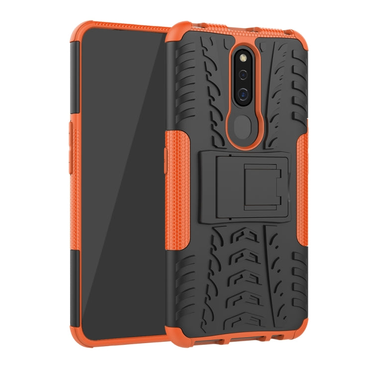 Shockproof PC + TPU Tire Pattern Case for OPPO F11 Pro, with Holder