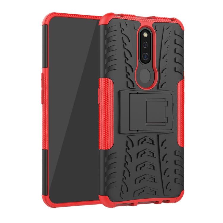 Shockproof PC + TPU Tire Pattern Case for OPPO F11 Pro, with Holder