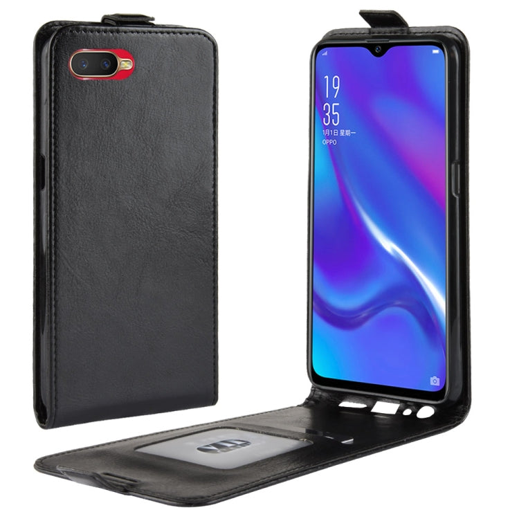 R64 Texture Single Fold Vertical Flip Leather Case for OPPO K1, with Card Slots & Wallet