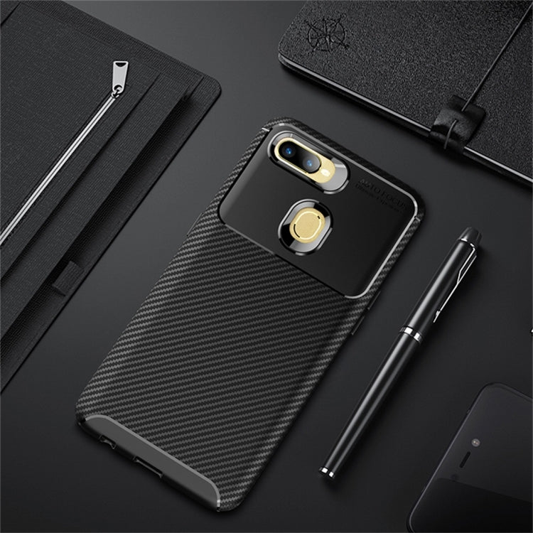 Carbon Fiber Texture Shockproof TPU Case for OPPO A7