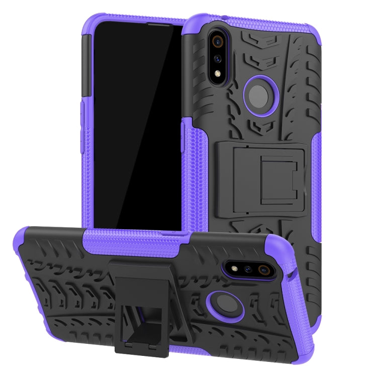 Shockproof PC + TPU Tire Pattern Case for OPPO Realme 3 Pro, with Holder