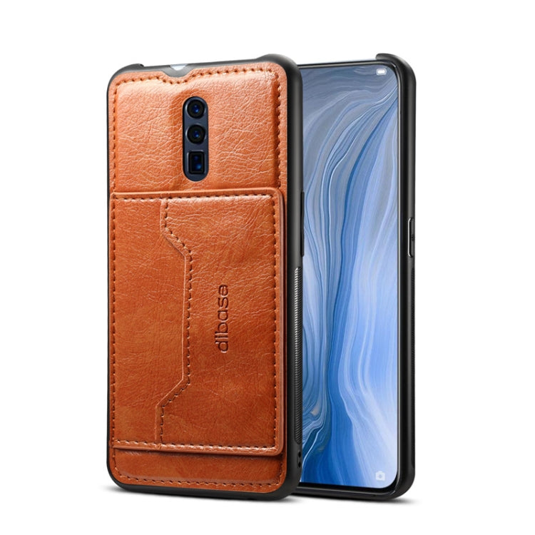 TPU + PC + PU Crazy Horse Texture Protective Case for OPPO Reno, with Holder & Card Slots