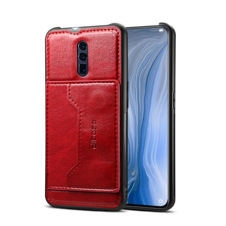 TPU + PC + PU Crazy Horse Texture Protective Case for OPPO Reno, with Holder & Card Slots