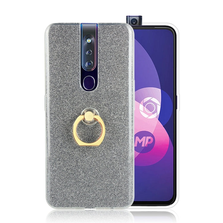 Glittery Powder Shockproof TPU Protective Case for OPPO F11 Pro, with 360 Degree Rotation Ring Holder