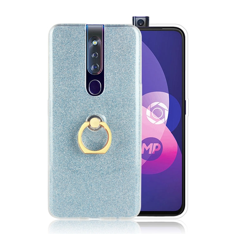 Glittery Powder Shockproof TPU Protective Case for OPPO F11 Pro, with 360 Degree Rotation Ring Holder