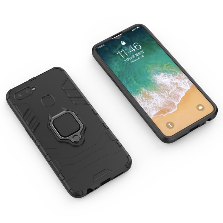 PC + TPU Shockproof Protective Case for OPPO F9, with Magnetic Ring Holder
