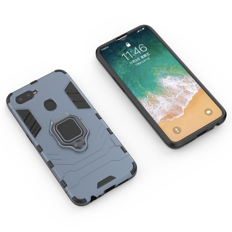 PC + TPU Shockproof Protective Case for OPPO F9, with Magnetic Ring Holder