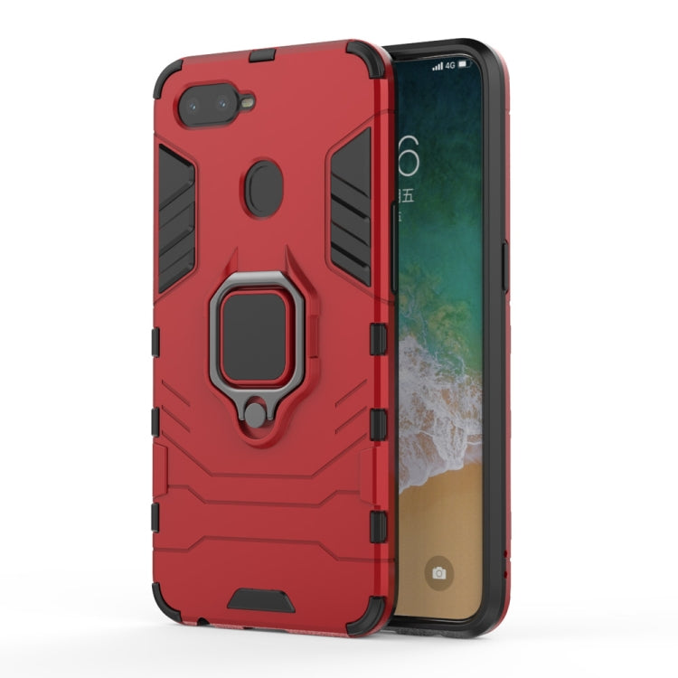 PC + TPU Shockproof Protective Case for OPPO F9, with Magnetic Ring Holder