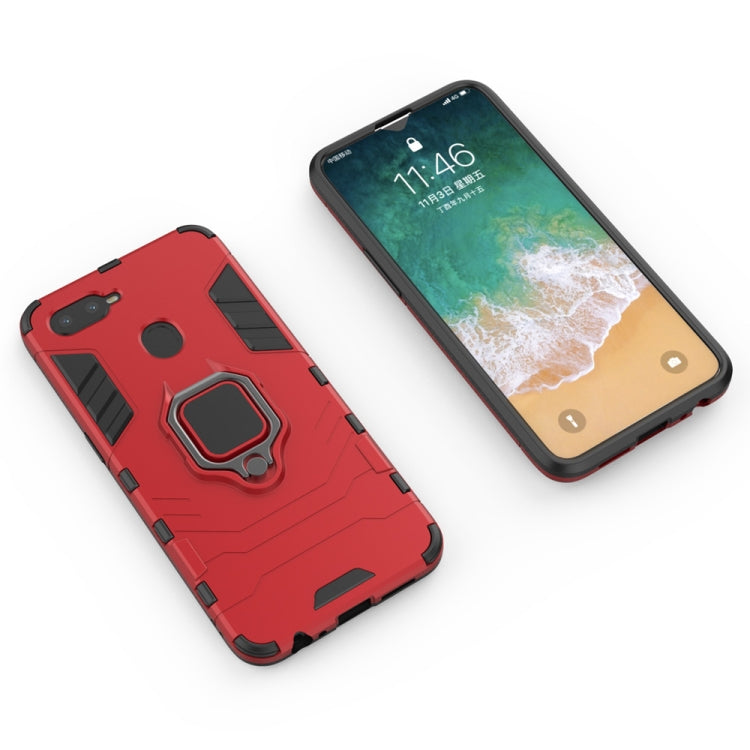 PC + TPU Shockproof Protective Case for OPPO F9, with Magnetic Ring Holder