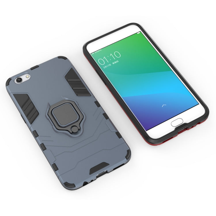 PC + TPU Shockproof Protective Case for OPPO R9s, with Magnetic Ring Holder (Grey)