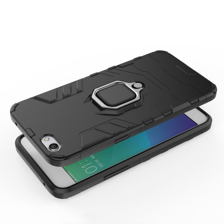 PC + TPU Shockproof Protective Case for OPPO R9s, with Magnetic Ring Holder (Grey)