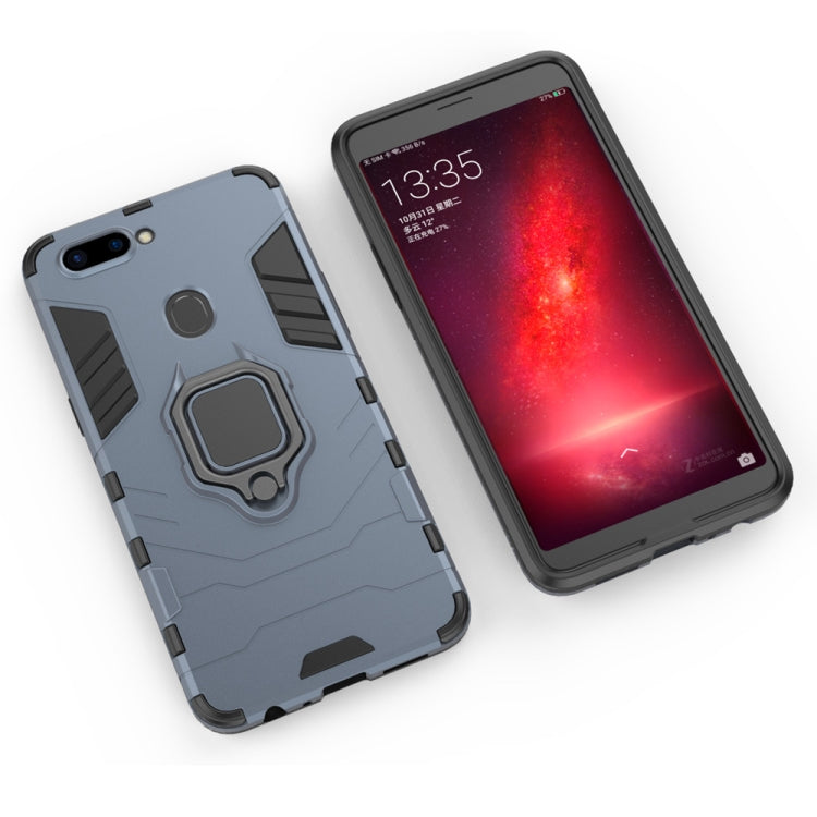 PC + TPU Shockproof Protective Case for OPPO R11s, with Magnetic Ring Holder (Grey)