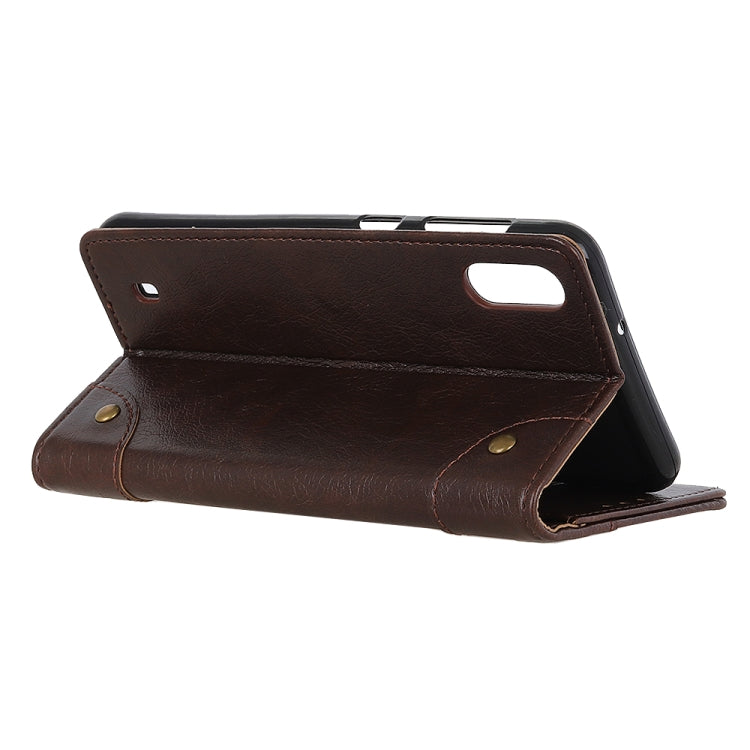 Copper Buckle Nappa Texture Horizontal Flip Leather Case for Galaxy A10, with Holder & Card Slots & Wallet