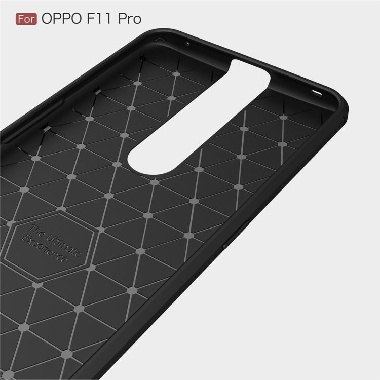 Brushed Texture Carbon Fiber Shockproof TPU Case for OPPO F11 Pro (Red)