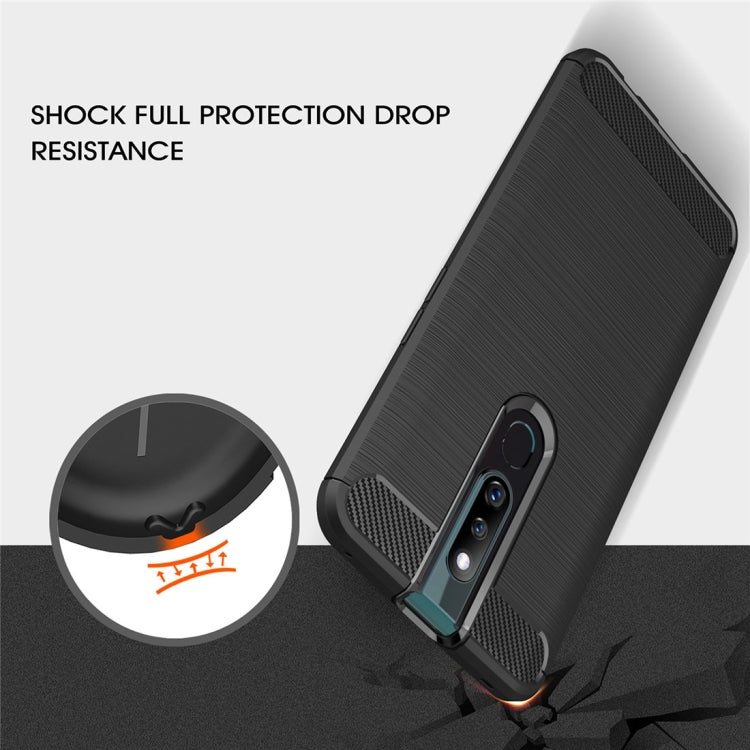Brushed Texture Carbon Fiber Shockproof TPU Case for OPPO F11 Pro (Red)