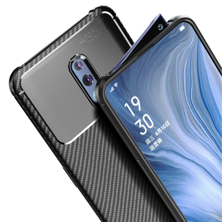 Carbon Fiber Texture Shockproof TPU Case for OPPO Reno (Brown)