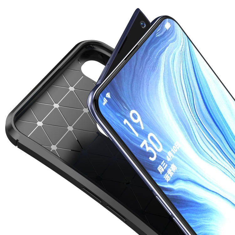 Carbon Fiber Texture Shockproof TPU Case for OPPO Reno (Brown)