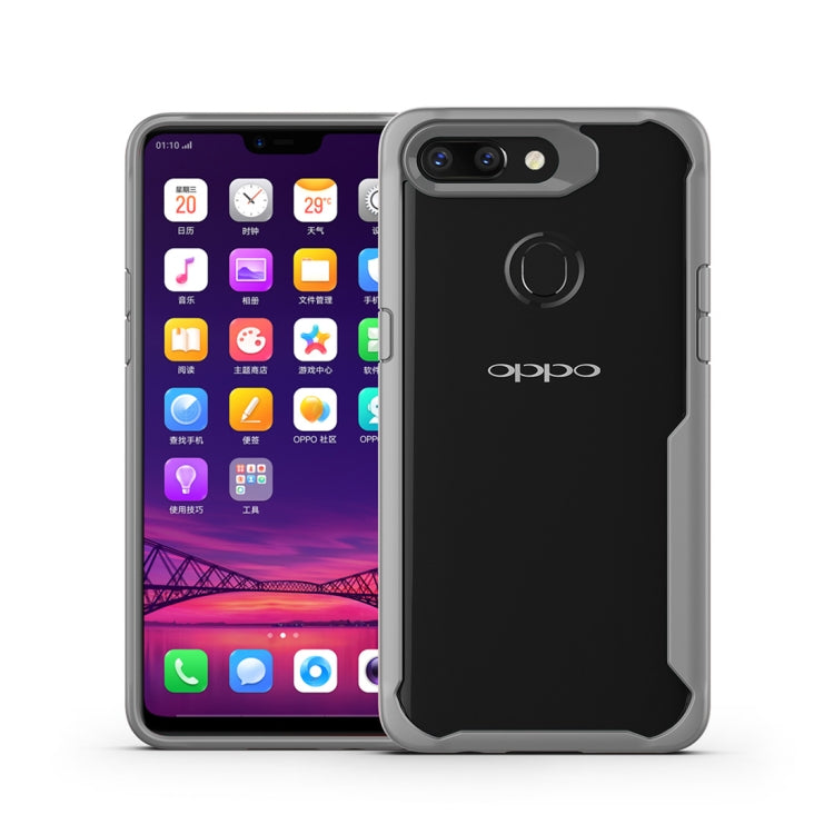 Transparent PC + TPU Full Coverage Shockproof Protective Case for OPPO R15 Pro (Grey)