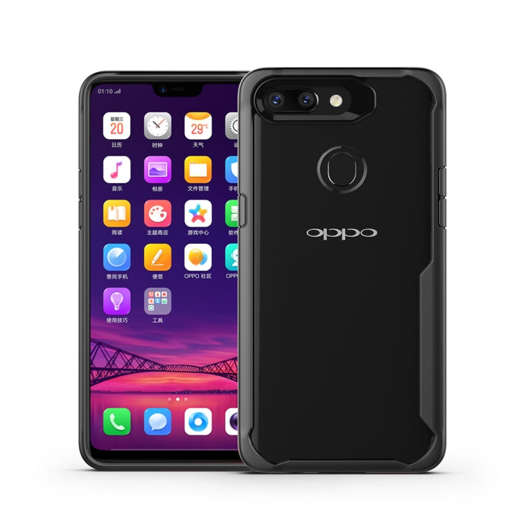 Transparent PC + TPU Full Coverage Shockproof Protective Case for OPPO R15 (Black)