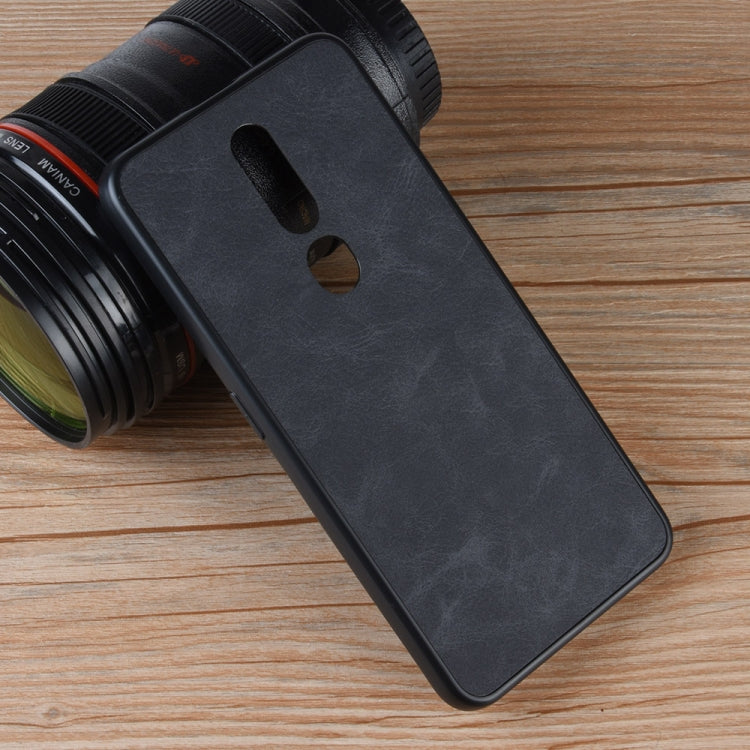 Shockproof Sheep Skin PC + PU + TPU Case for OPPO F11 Pro(Black)