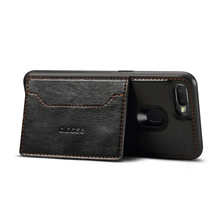 Dibase TPU + PC + PU Crazy Horse Texture Protective Case for OPPO A7, with Holder & Card Slots