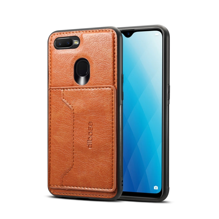 Dibase TPU + PC + PU Crazy Horse Texture Protective Case for OPPO A7, with Holder & Card Slots