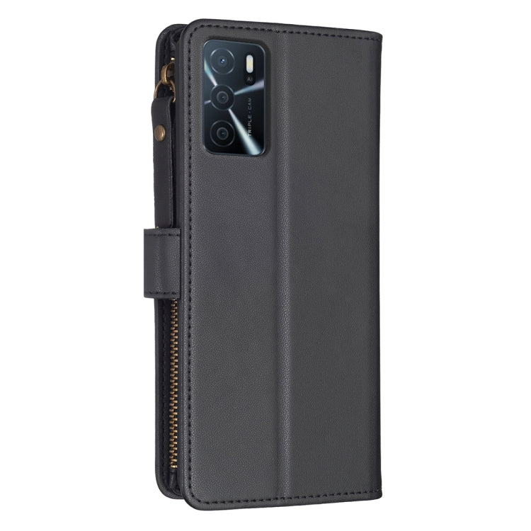 9 Card Slots Zipper Wallet Leather Flip Phone Case For OPPO A16 / A16s / A54s / A55 5G / A54 4G