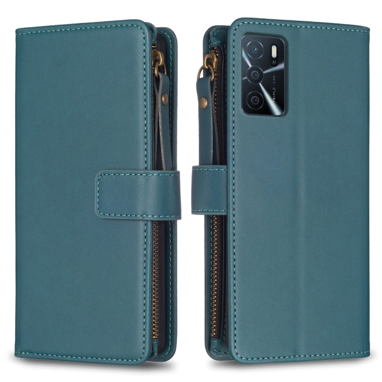 9 Card Slots Zipper Wallet Leather Flip Phone Case For OPPO A16 / A16s / A54s / A55 5G / A54 4G